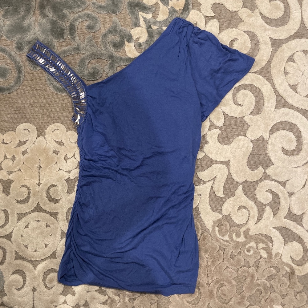Bebe Embellished One Shoulder Top Size M